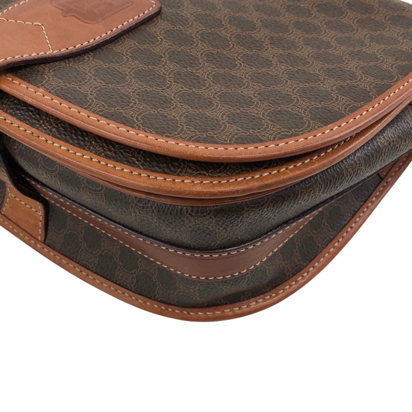 CELINE Macadam Blason Flap Shoulder bag Brown Vintage kv7fz3