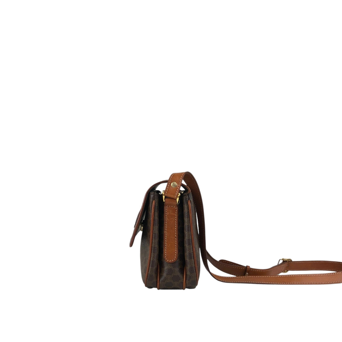 CELINE Macadam Blason Shoulder bag Brown Vintage z55y7s