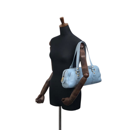 CELINE Blason Handbag Sky blue Vintage 5m2evd