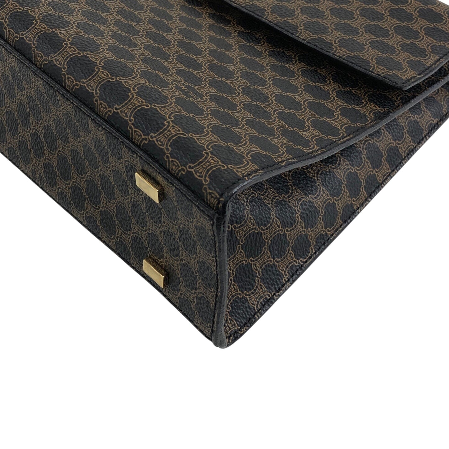 CELINE Macadam Turn Lock Handbag Black Vintage 75x5vx