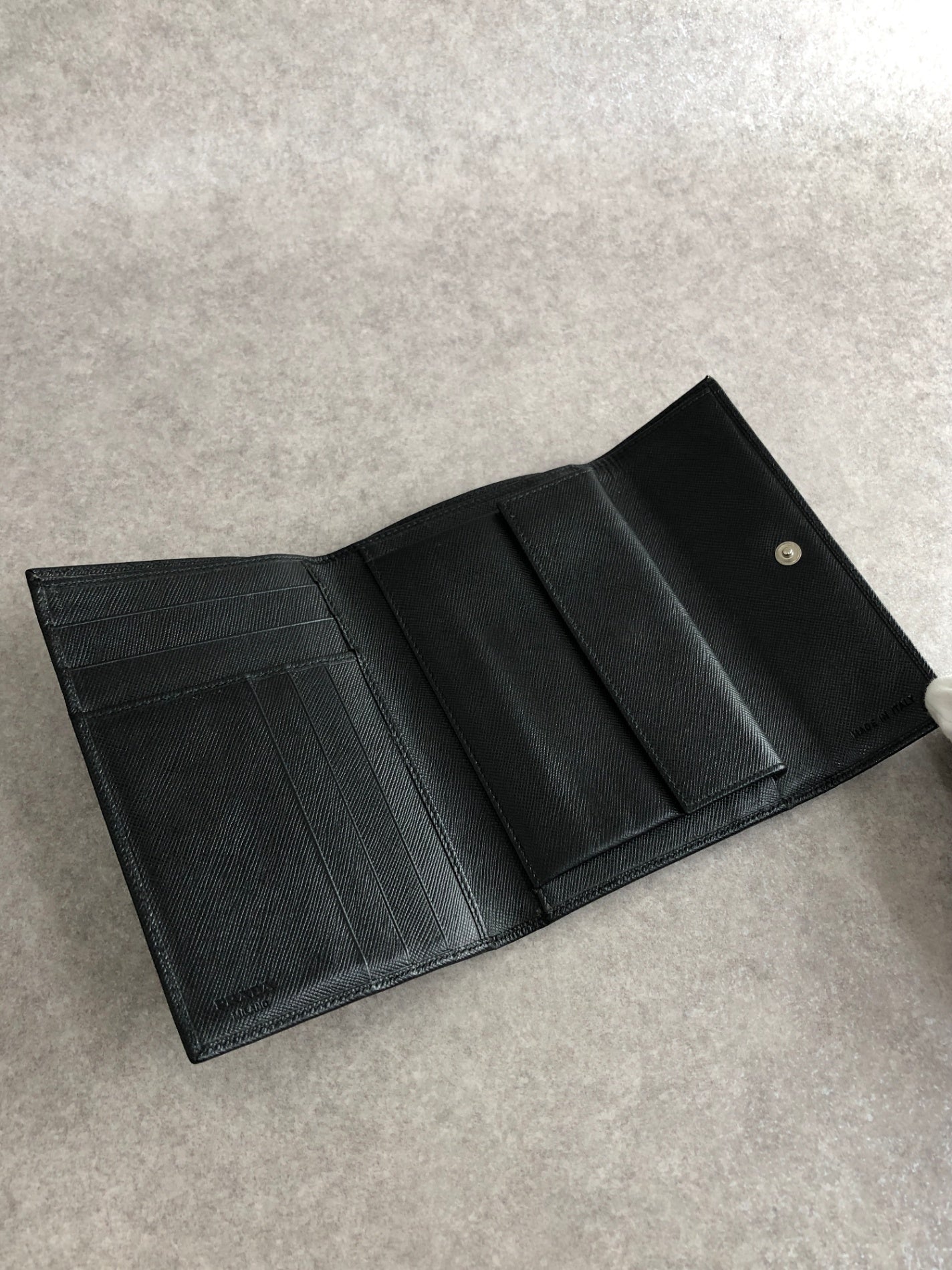 PRADA Triangle Logo Folded Wallet Black Vintage xvag4c