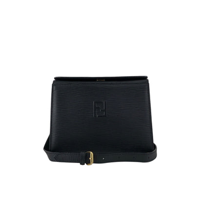 FENDI Logo Embossed Shoulder bag Black Vintage asc2di