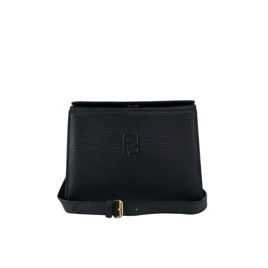 FENDI Logo Embossed Shoulder bag Black Vintage asc2di