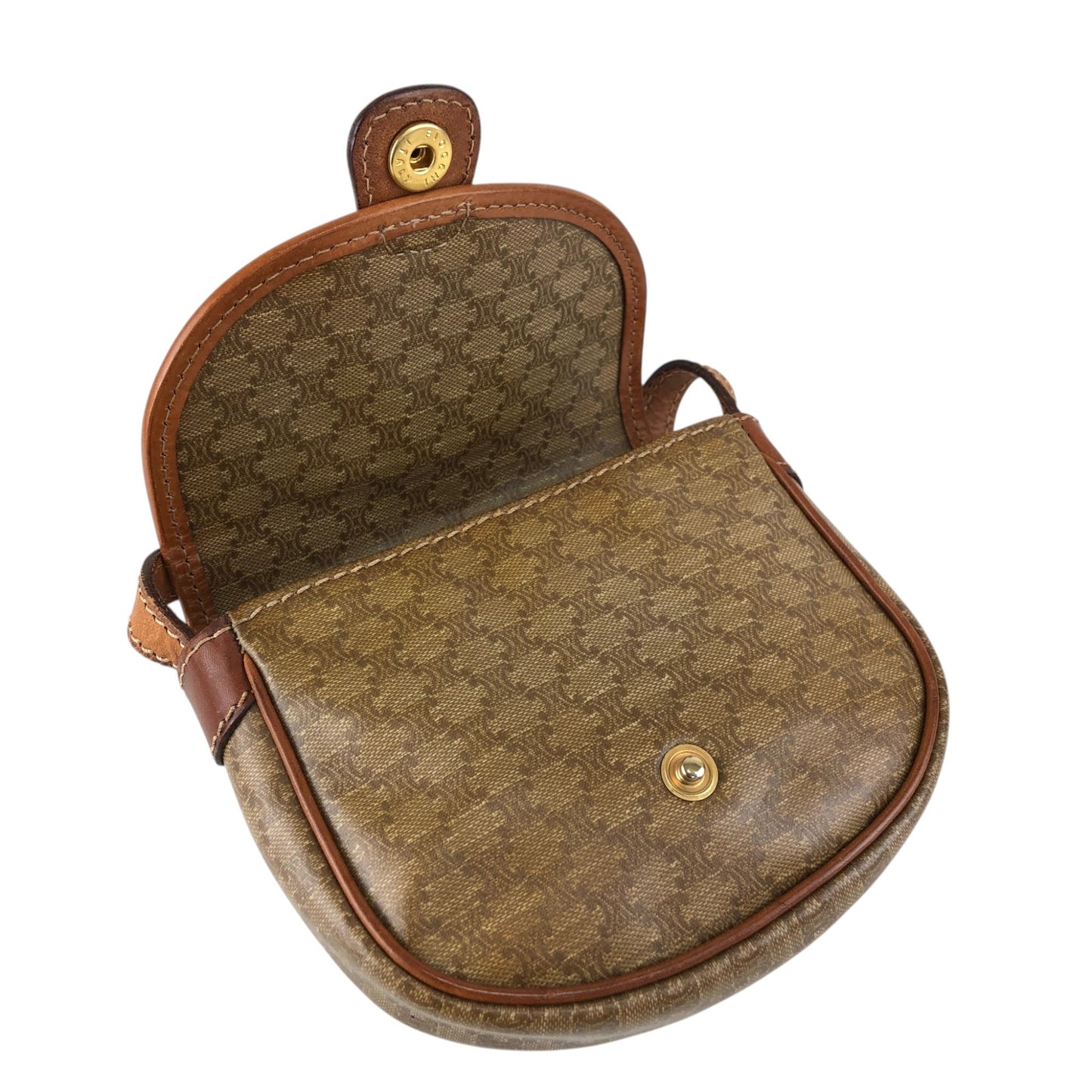CELINE Macadam Blason Shoulder bag Beige Vintage edxz2b