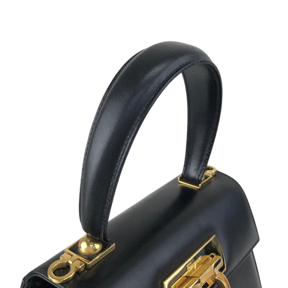 Salvatore Ferragamo Gancini Two-way Handbag Shoulder bag Black Vintage eddc85