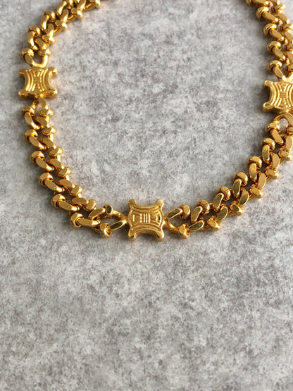 CELINE Blason Bracelet Gold Vintage iiprxa
