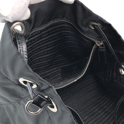PRADA Tessuto Triangle Logo Drawstring Handbag Totebag Black Vintage 8y7i6t