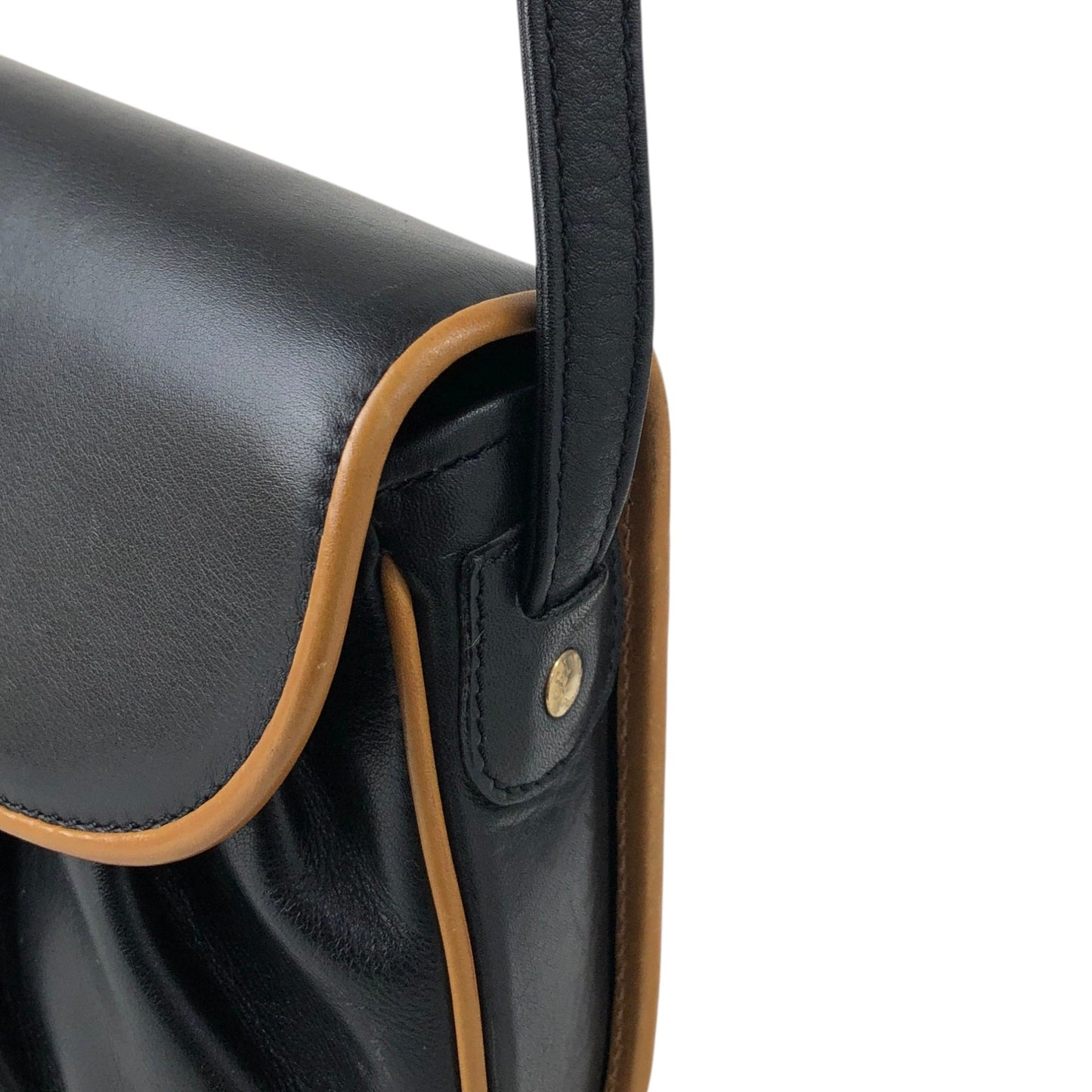 CELINE Blason Shoulder bag Black×Brown Vintage f8fsrs