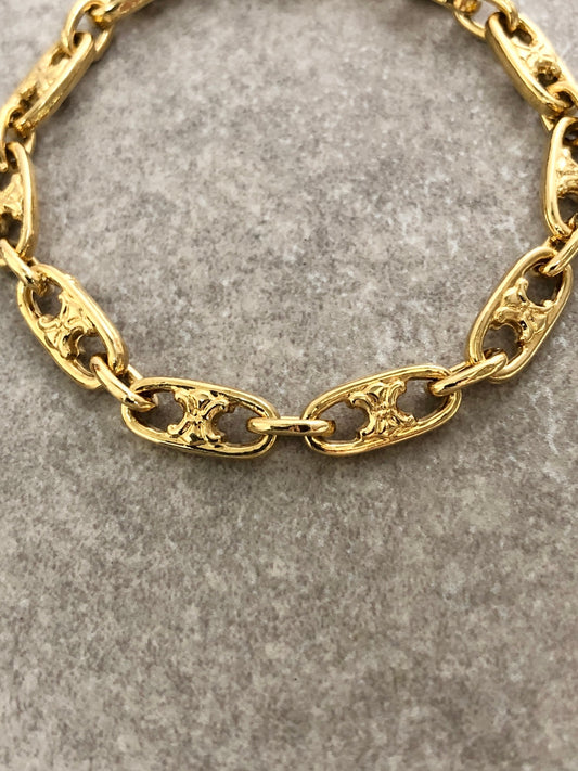 CELINE Blason Bracelet Gold Vintage ux3b2s