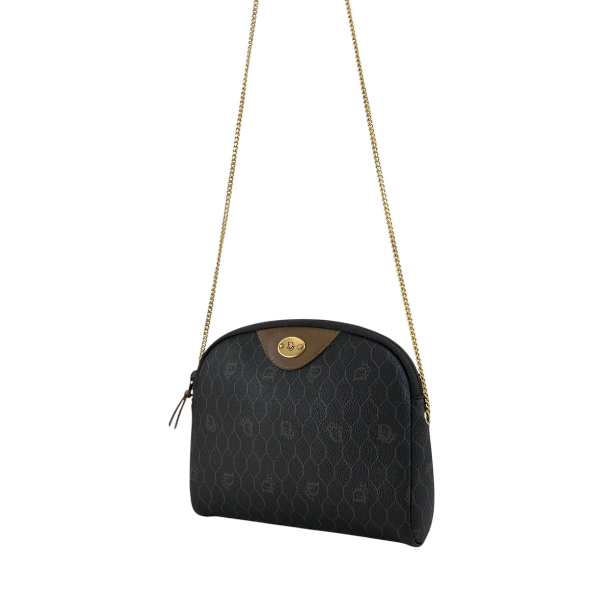 Christian Dior Honeycomb Pattern Chain Shoulder bag Black Vintage cs7hx4