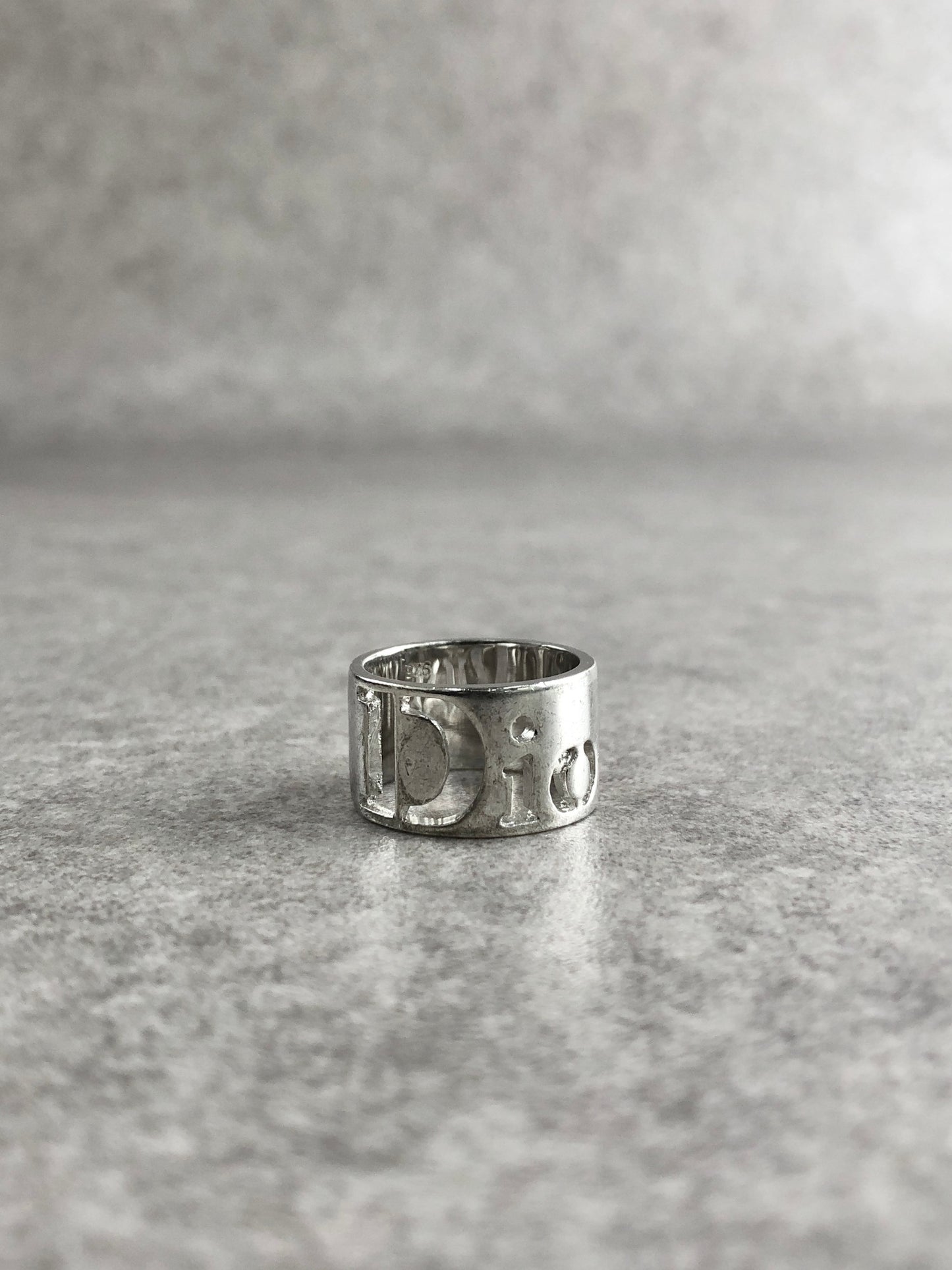 Christian Dior Logo Motif Ring Silver SILVER925 Vintage 8digxf