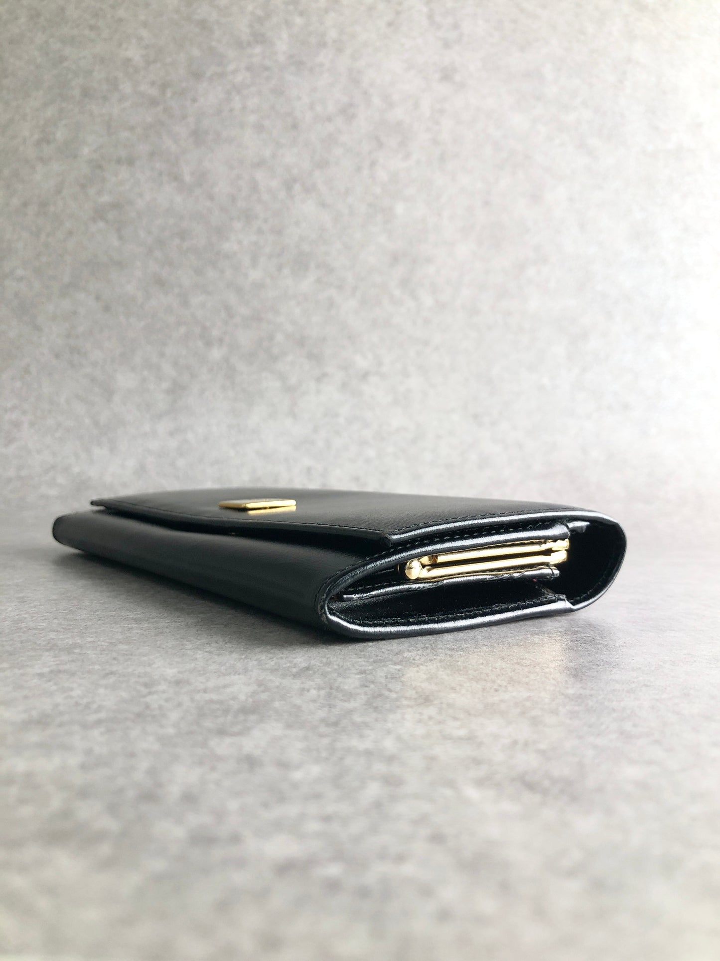 CELINE Logo Long Wallet Black Vintage gres6u