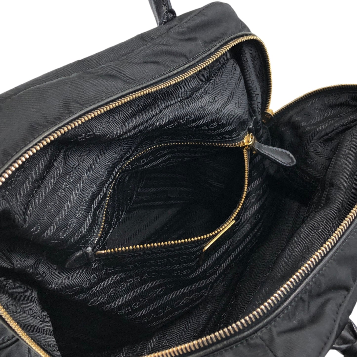 PRADA Tessuto Triangle Logo Padlock Two-way Small Boston bag Shoulder bag Black Vintage ha37gm