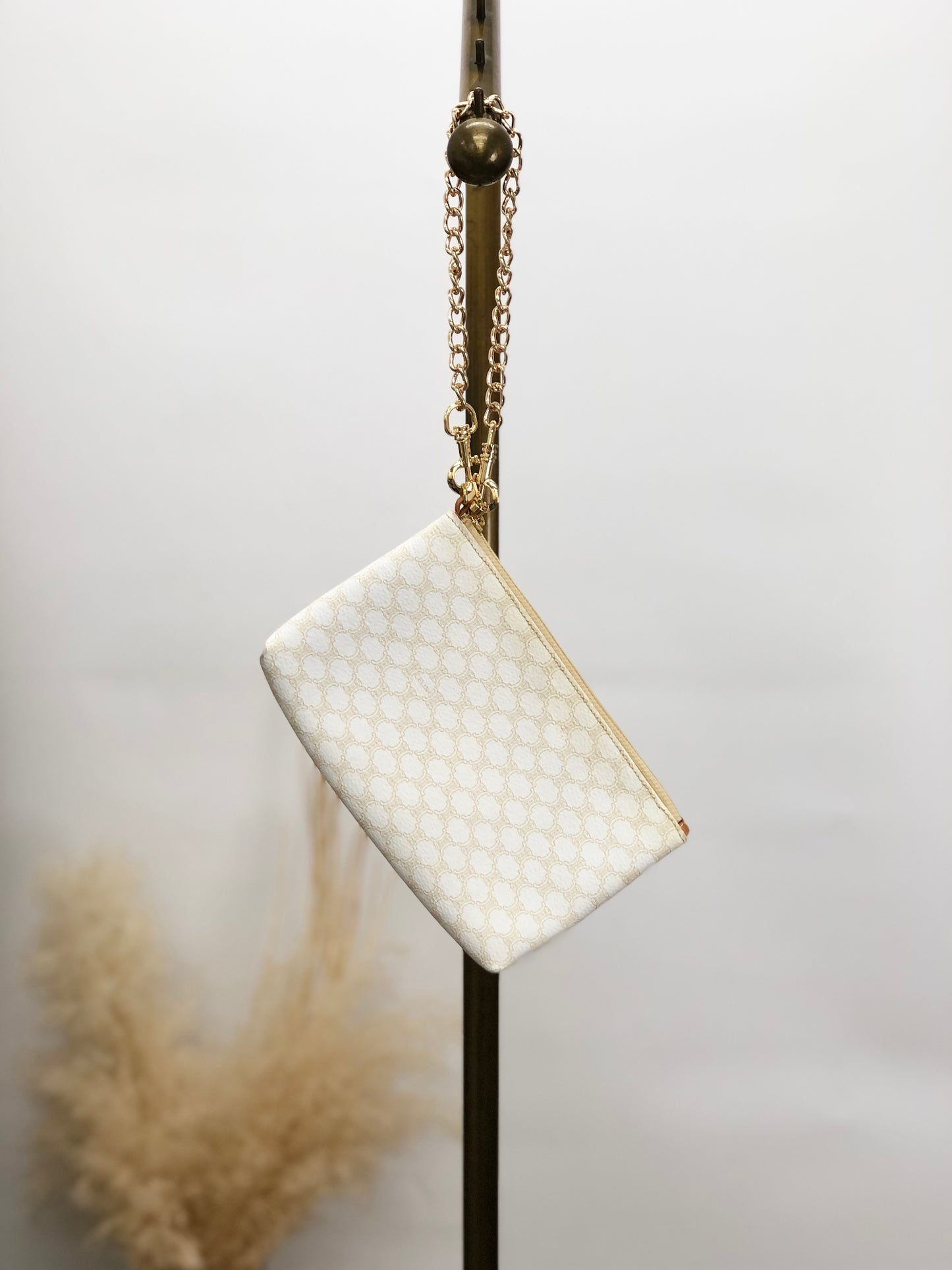 CELINE Macadam Small Handbag Pouch White Vintage e2s6ad
