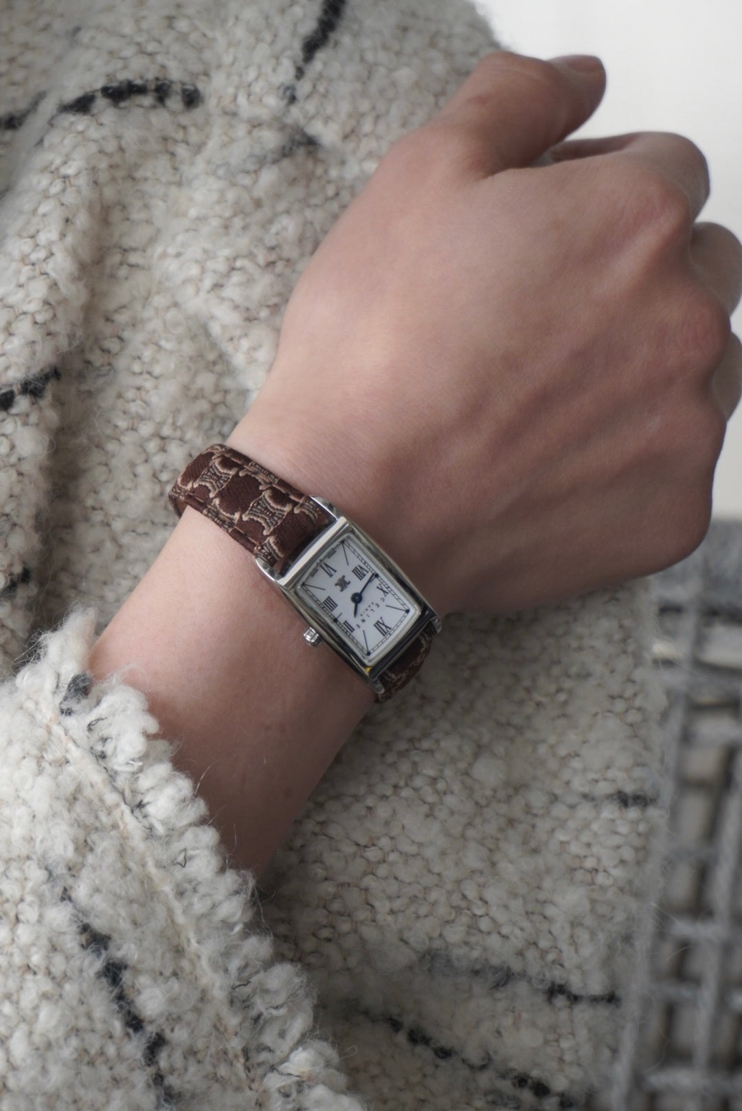 CELINE Macadam Blason Watch Brown Vintage mhphxp