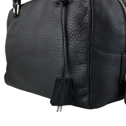 PRADA Logo Embossed Small Boston bag Handbag Black Vintage sdau3h
