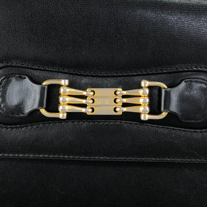 CELINE Blason Horse Bit Chain Shoulder bag Black Vintage zstzja
