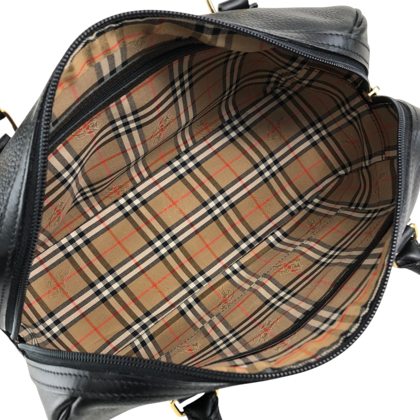 BURBERRY Logo Embossed Small Boston bag Handbag Black Vintage nyp64d