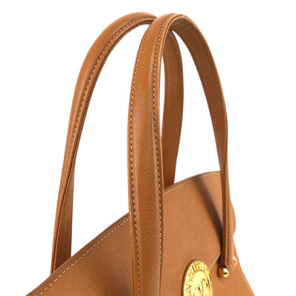VALENTINO GARAVAN Medal Motif  Handbag Camel Vintage yg5ysc