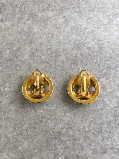CHANEL Coco Mark Earrings Gold Vintage grrpr7