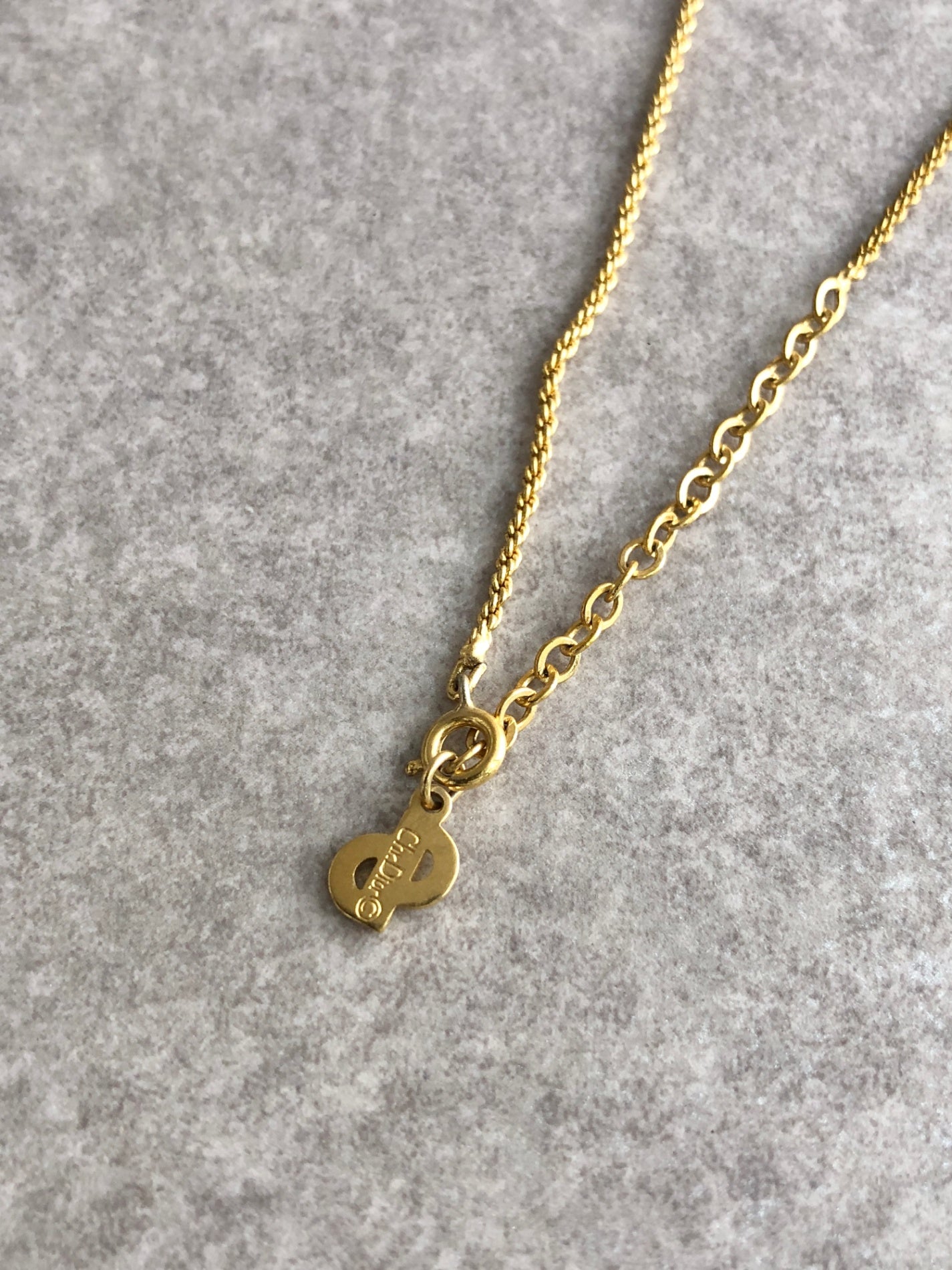 Christian Dior CD Logo Necklace Gold Vintage jcpe2j
