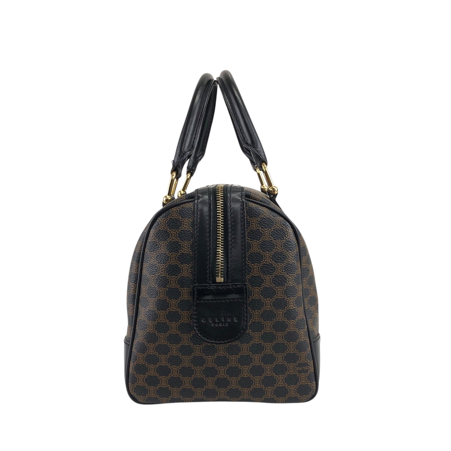 CELINE Macadam Blason Two-way Handbag Shoulder bag Boston bag Black Vintage a68hfi