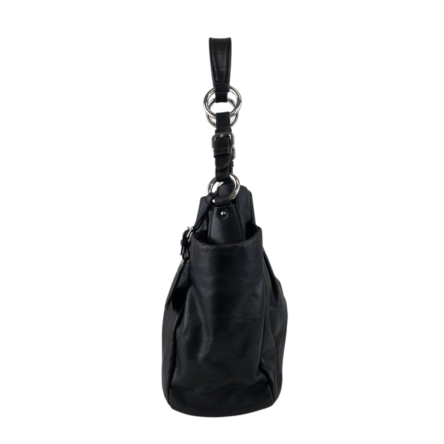 PRADA Logo Shoulder bag Hobobag Black Vintage pbitjd