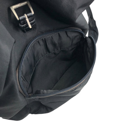 PRADA Tessuto Triangle Logo Front Buckle Backpack Black Vintage adjm4v