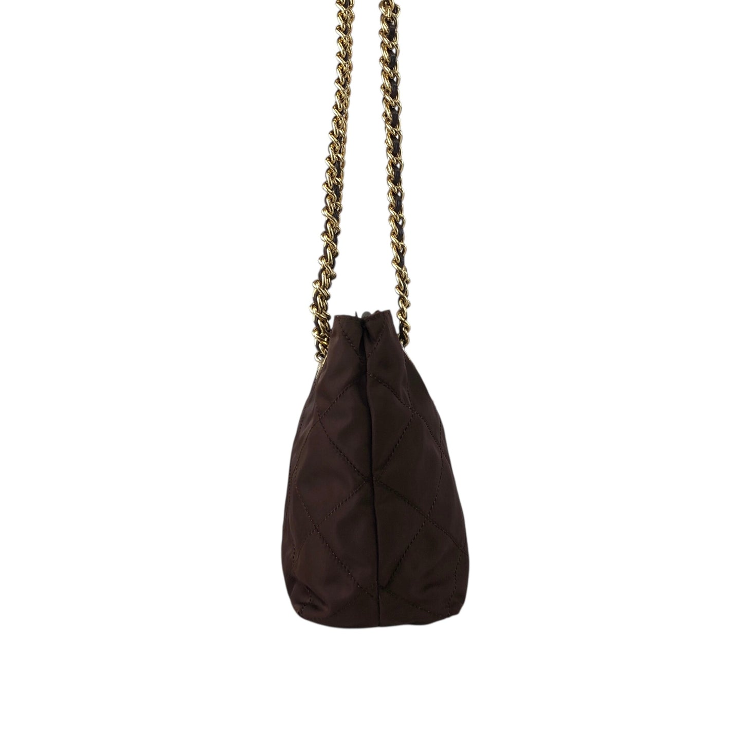 PRADA Triangle Logo Chain Shoulder bag Brown Vintage da3gbv