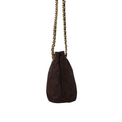 PRADA Triangle Logo Chain Shoulder bag Brown Vintage da3gbv