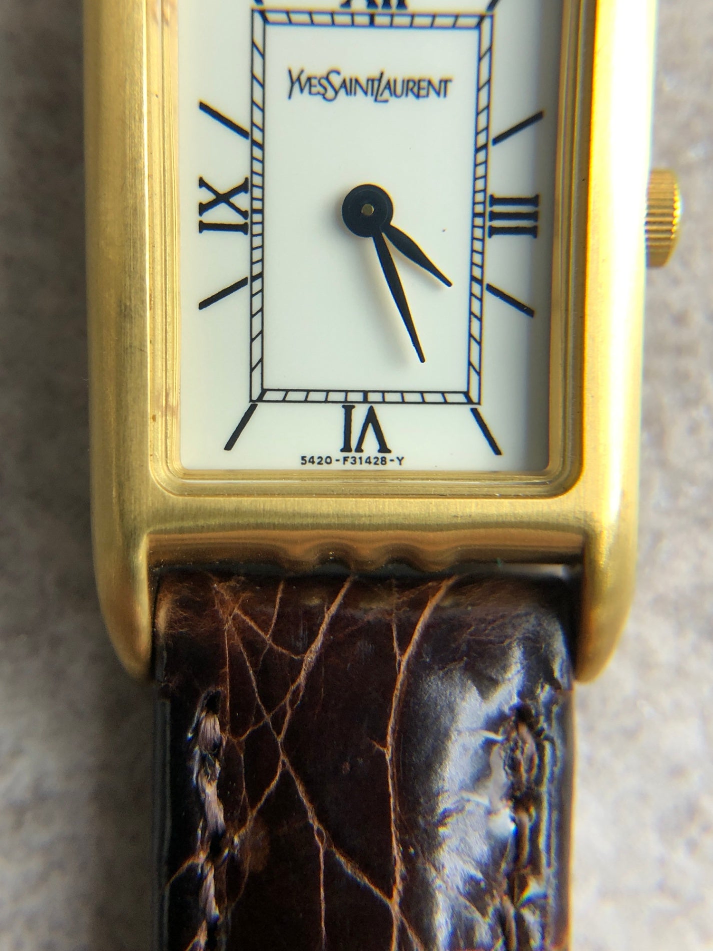 Yves Saint Laurent Watch Gold×Brown Vintage w83mtz