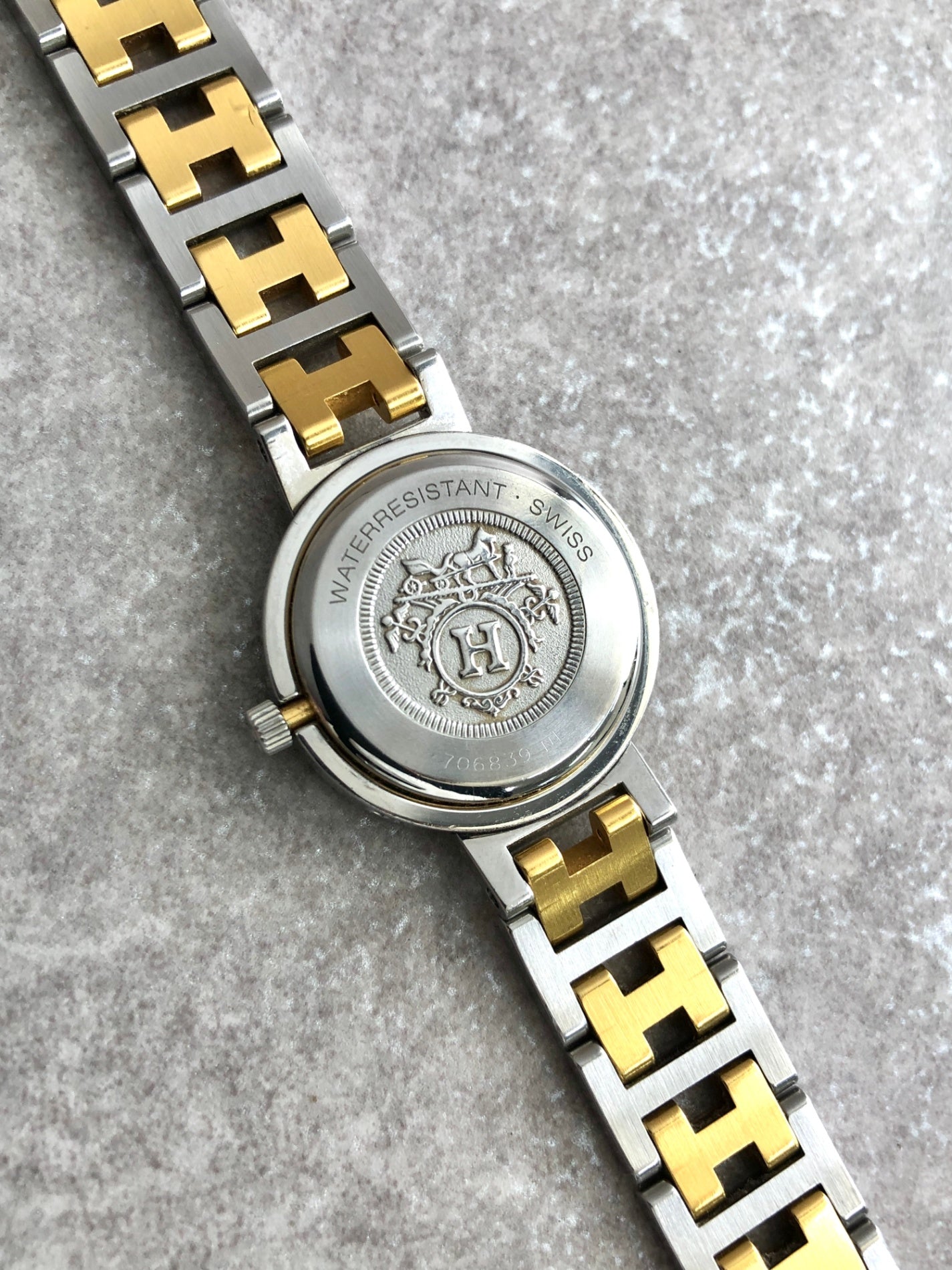 HERMES Watch Silver×Gold Vintage wri6ch