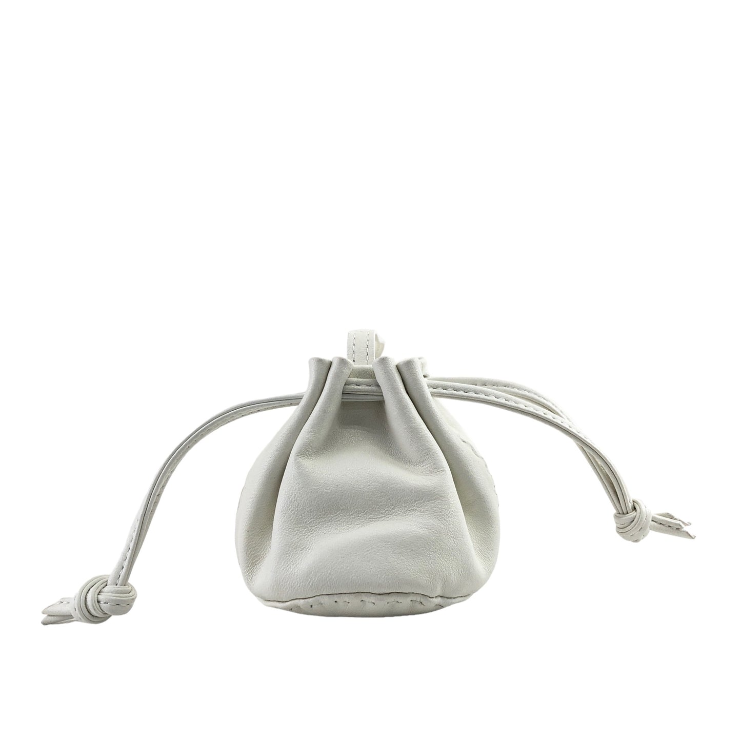 CELINE Logo Embossed Drawstring Pouch White Vintage awkw87