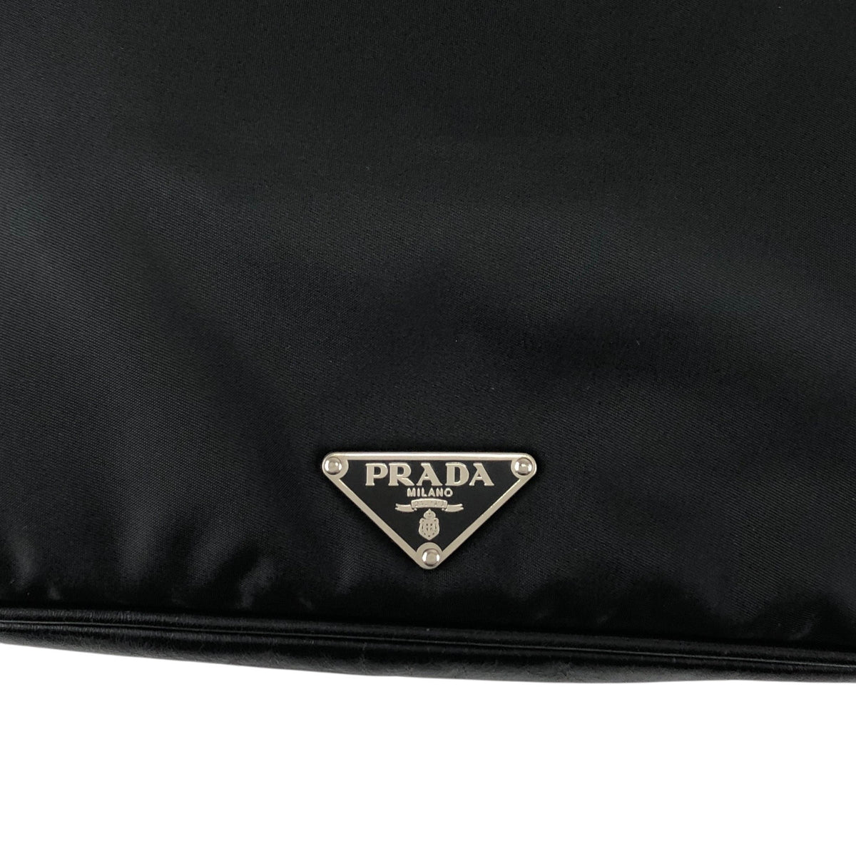 PRADA Triangle Logo Push lock Shoulder bag Black Vintage kcukna