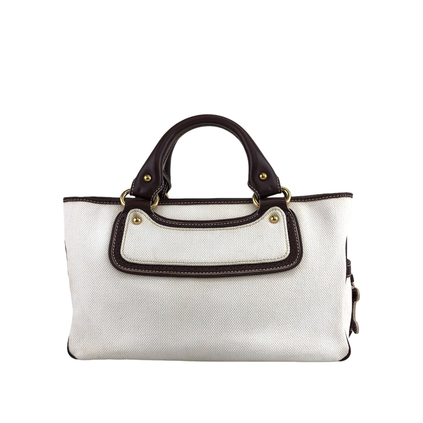 CELINE Blason Handbag White Vintage x57fp6