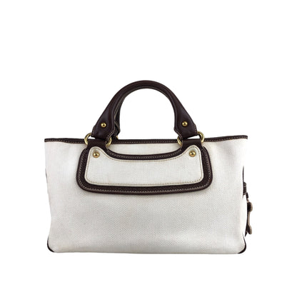 CELINE Blason Handbag White Vintage x57fp6