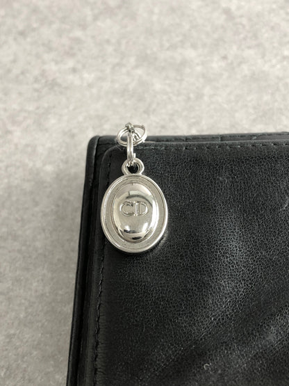 Christian Dior Cannage Logo Charm Trifold Wallet Black Vintage tsk2vs