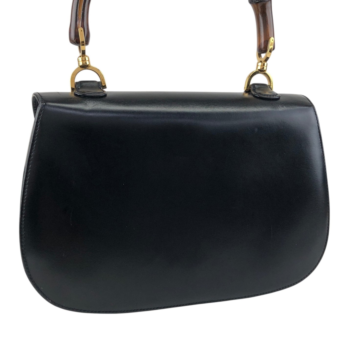 GUCCI Bamboo Turn Lock Handbag Black Vintage 57imw4