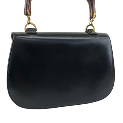 GUCCI Bamboo Turn Lock Handbag Black Vintage 57imw4