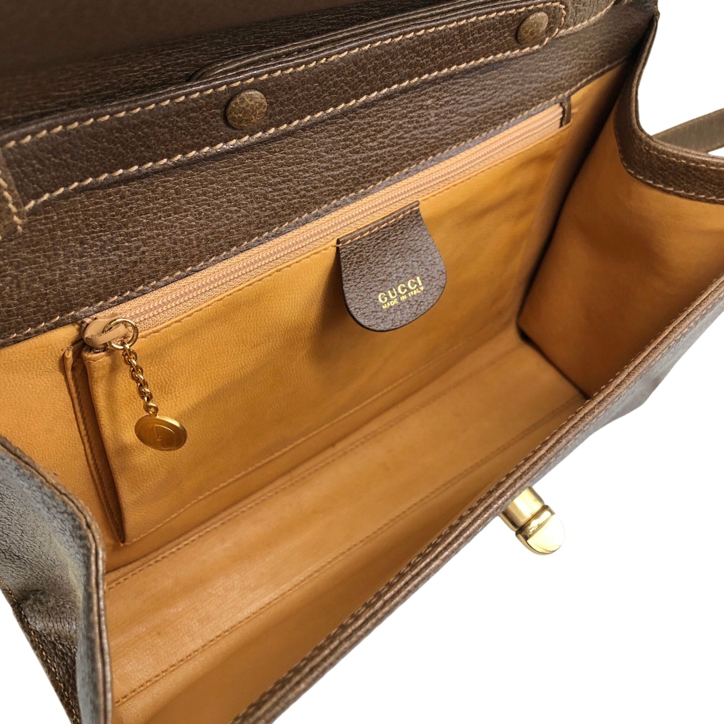 GUCCI Turn Lock Shoulder bag Brown Vintage 4k7hzd