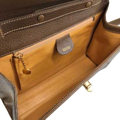 GUCCI Turn Lock Shoulder bag Brown Vintage 4k7hzd