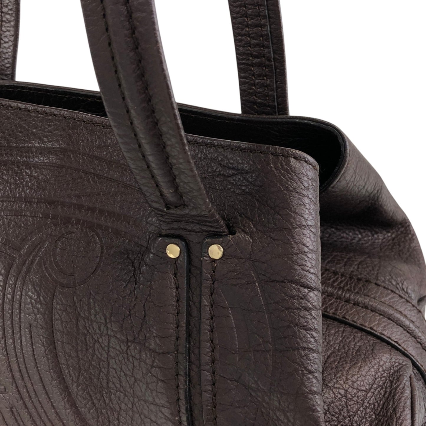 CELINE Blason Embossed Hobobag Shoulder bag Brown Vintage g5bz4k