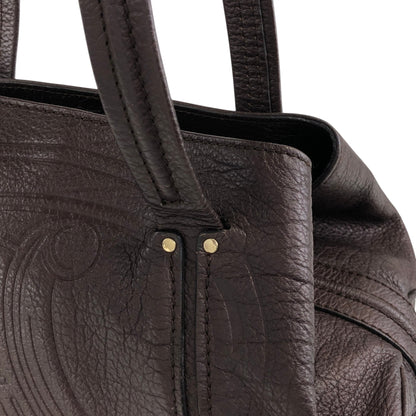 CELINE Blason Embossed Hobobag Shoulder bag Brown Vintage g5bz4k