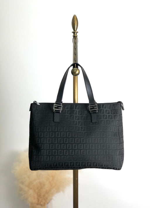 FENDI Zucchino Totebag Black Vintage evabj6