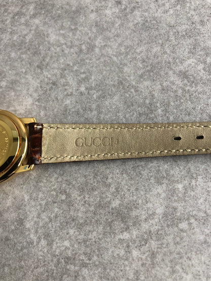 GUCCI Logo Quartz Watch Brown Vintage 42gi68