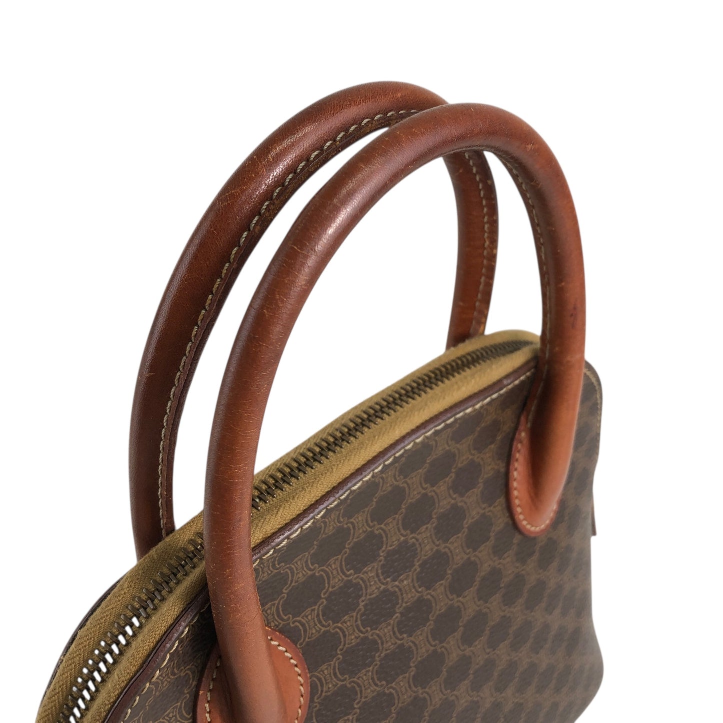 CELINE Macadam Two-way Small Handbag Shoulder bag Brown Vintage mmpyfi