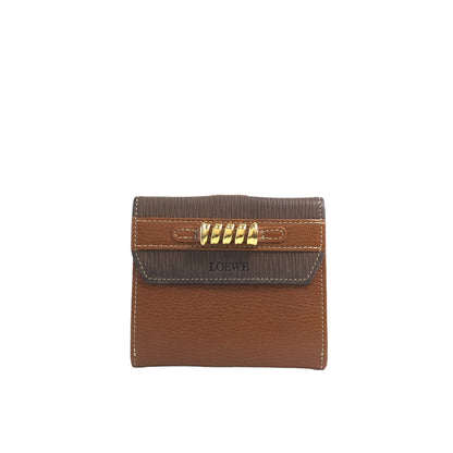LOEWE Velazquez 皮革折疊錢包 棕色 復古 gmwjwm 