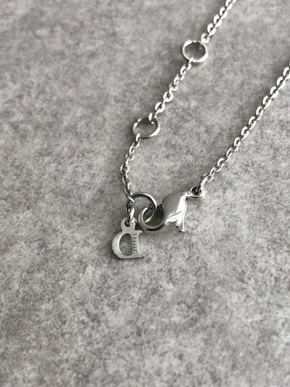 Christian Dior Logo Charm Necklace Silver Vintage mbwcef