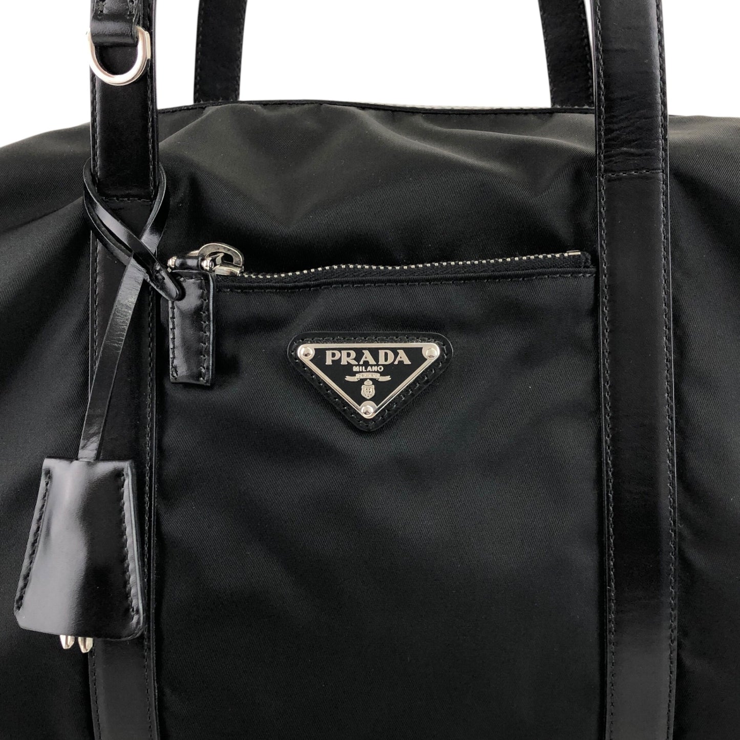 PRADA Tessuto Triangle Logo Handbag Black Vintage vgh2dk