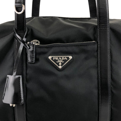PRADA Tessuto Triangle Logo Handbag Black Vintage vgh2dk